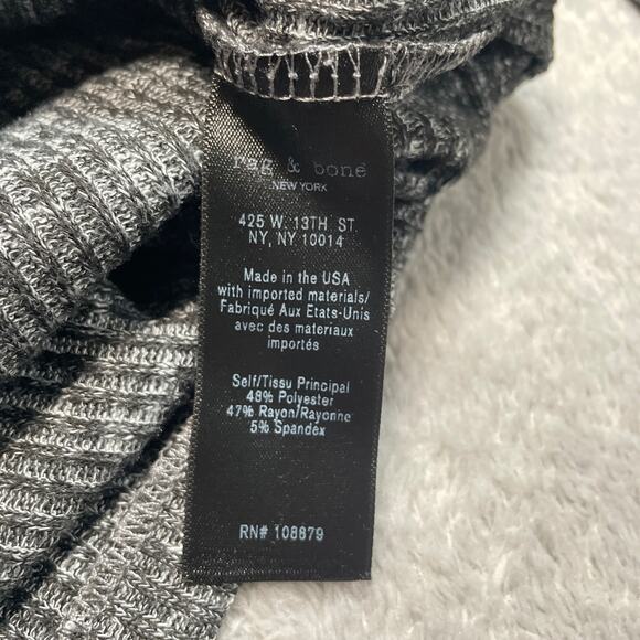 Rag Bone Jean Sweater Womens Large Grey Lightweight Ribbed V Neck Soft Casual - Picture 4 of 6